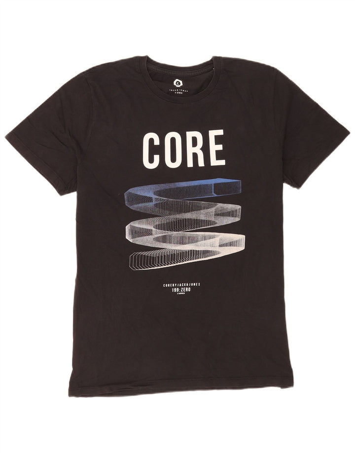Jack & Jones - Camiseta gráfica para hombre, talla grande, algodón negro