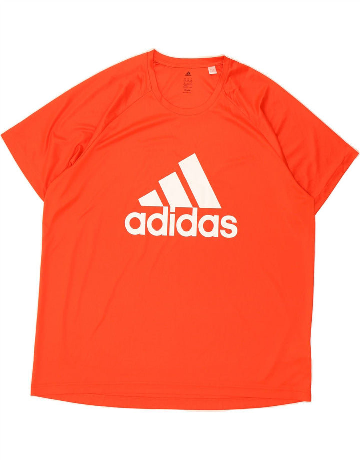 ADIDAS Mens Climalite Graphic T-Shirt Top 2XL Orange Polyester Vintage Adidas and Second-Hand Adidas from Messina Hembry 