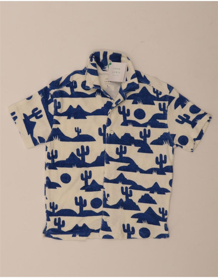 John Lewis Camisa de manga corta con estampado abstracto para niños de 7 a 8 años, algodón blanco