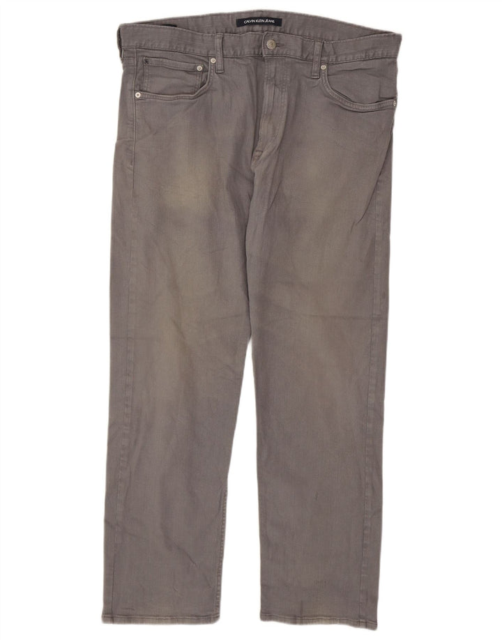 CALVIN KLEIN Vaqueros rectos para hombre W36 L30 Algodón gris
