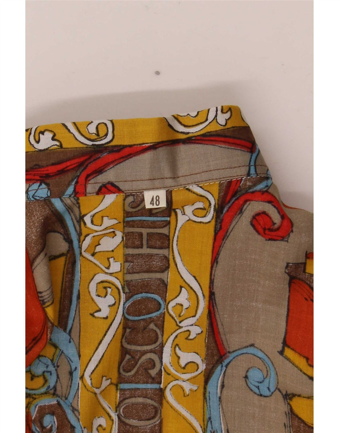 Vintage mujer patrón abstracto camisa blusa IT 48 XL multicolor