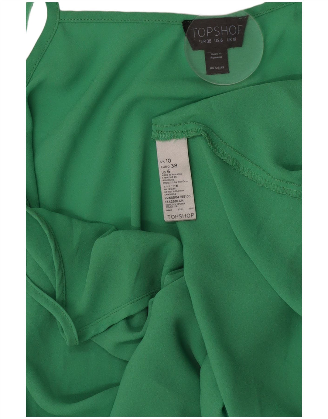 Top de tirantes para mujer Topshop UK 10 Small Verde Poliéster