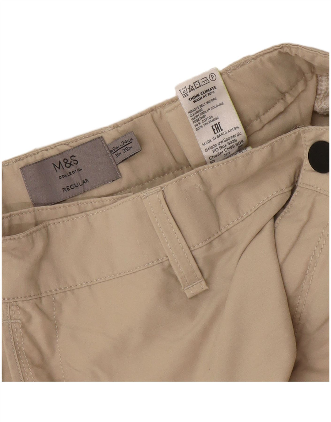 Marks & Spencer Pantalones cargo rectos para hombre W36 L29 Algodón beige