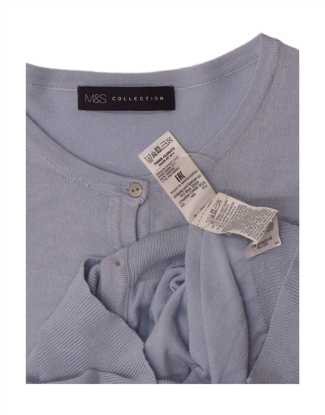 Marks & Spencer Suéter tipo cárdigan para mujer UK 44 Viscosa azul medio