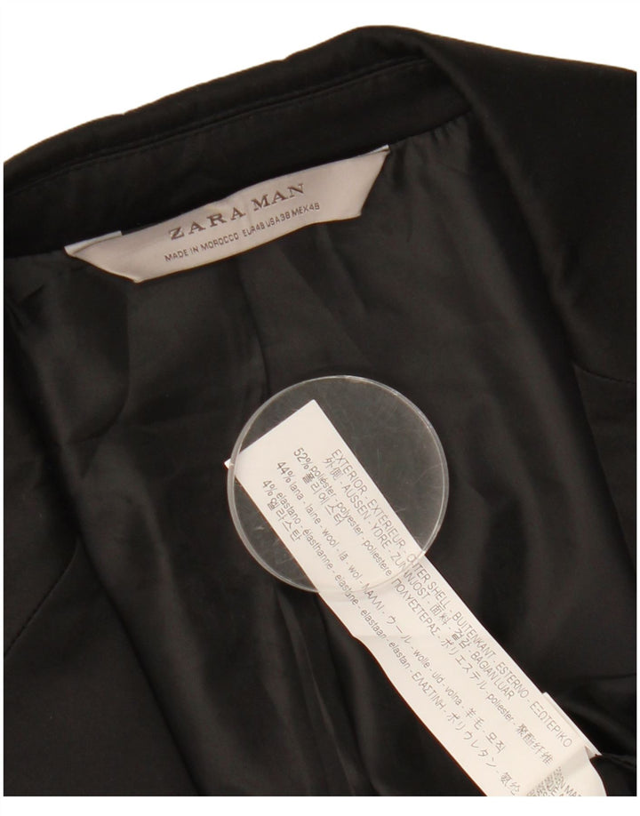 Zara Chaqueta tipo blazer con 1 botón para hombre EU 48 Mediano Negro Poliéster