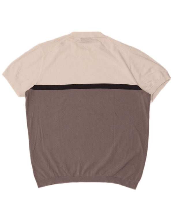 Massimo Dutti Hombre Camiseta Estampada Top XL Blanco Colorblock Algodón