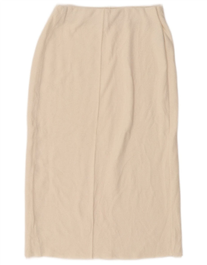 ZARA Mujer Falda Recta Midi Pequeña W26 Poliéster Blanco Roto