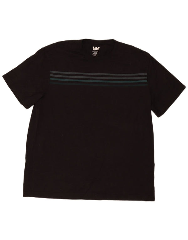 Lee Mens T-Shirt Top XL Black Striped Cotton