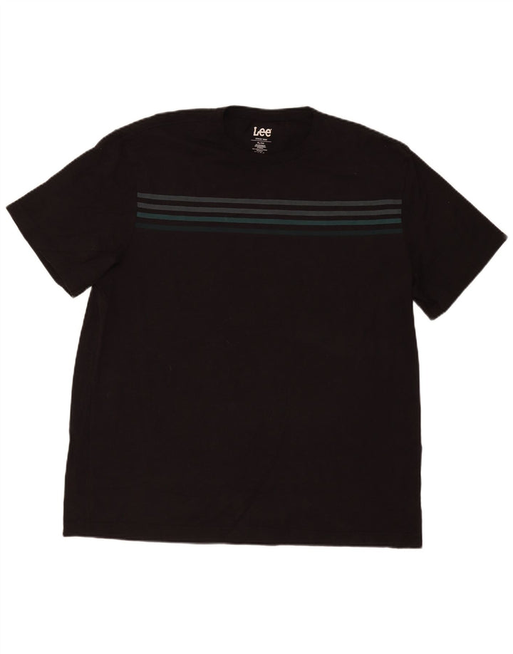 Camiseta de Hombre Lee Talla XL Negra a Rayas de Algodón