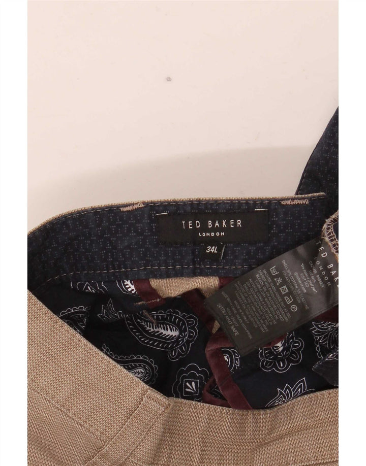 Pantalones de traje rectos para hombre de Ted Baker W34 L32 Algodón beige