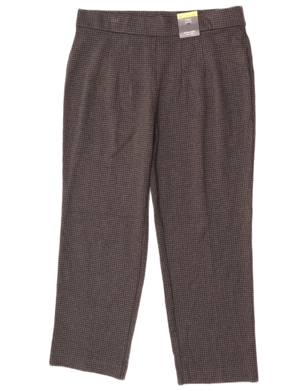 Marks & Spencer Pantalones casuales de cintura alta para mujer UK 40 Large W34 L26 Gris