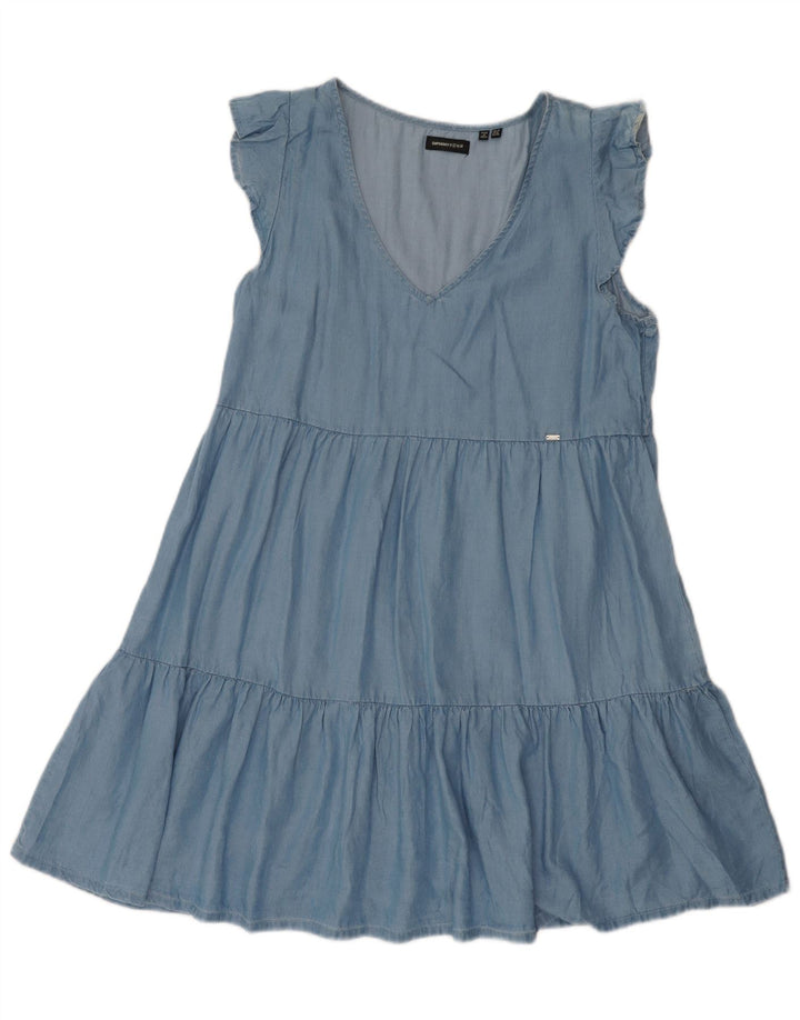Superdry Vestido Acampanado para Mujer UK 42 Lyocell Azul Medio
