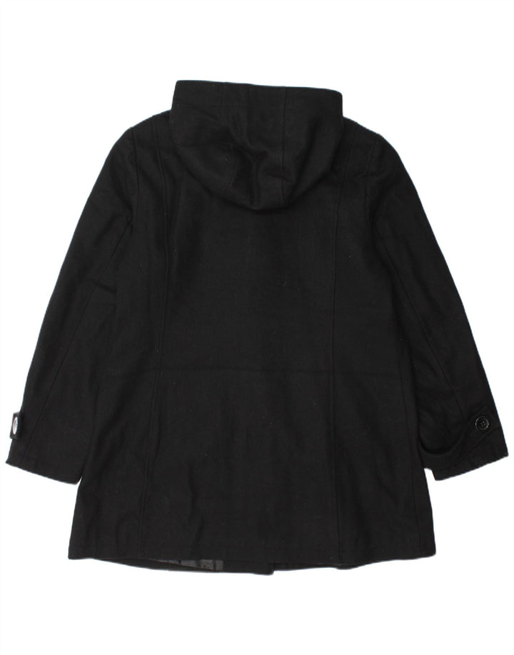 Vintage mujer con capucha Duffle abrigo Reino Unido 14 lana negra grande