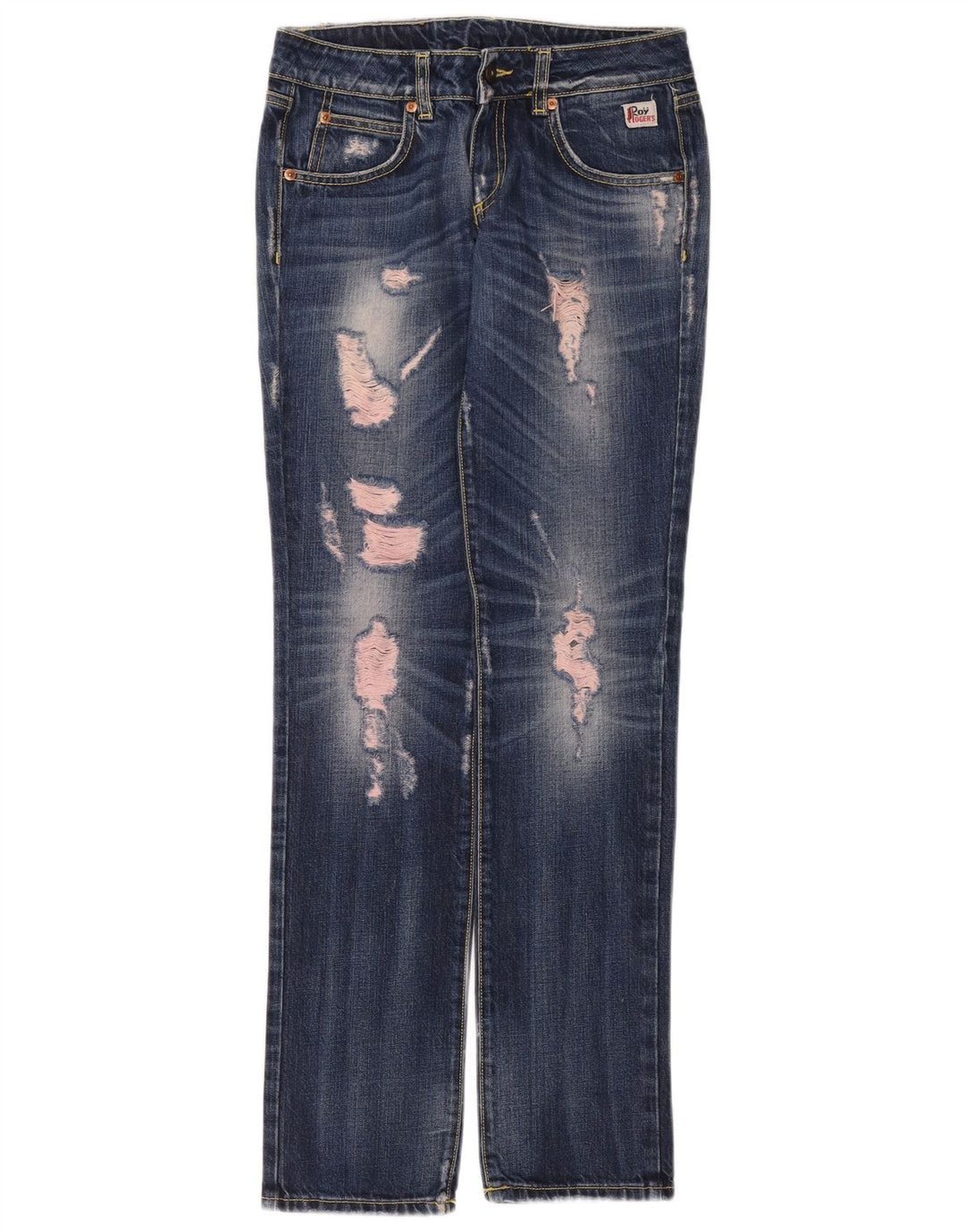 Roy Rogers Vaqueros Rectos Desgastados para Mujer W26 L32 Algodón Azul