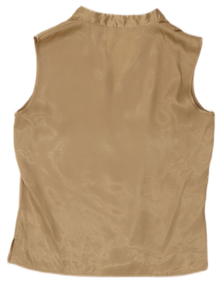 Marks & Spencer Blusa sin mangas para mujer UK 10 Small Gold Poliéster