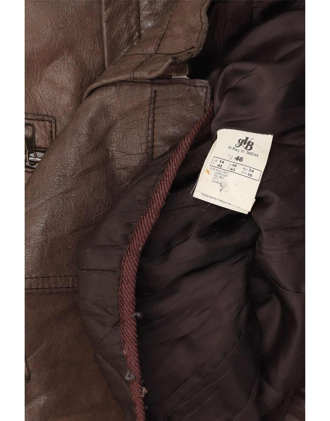 GVB Chaqueta de cuero para mujer UK 44 Cuero marrón medio