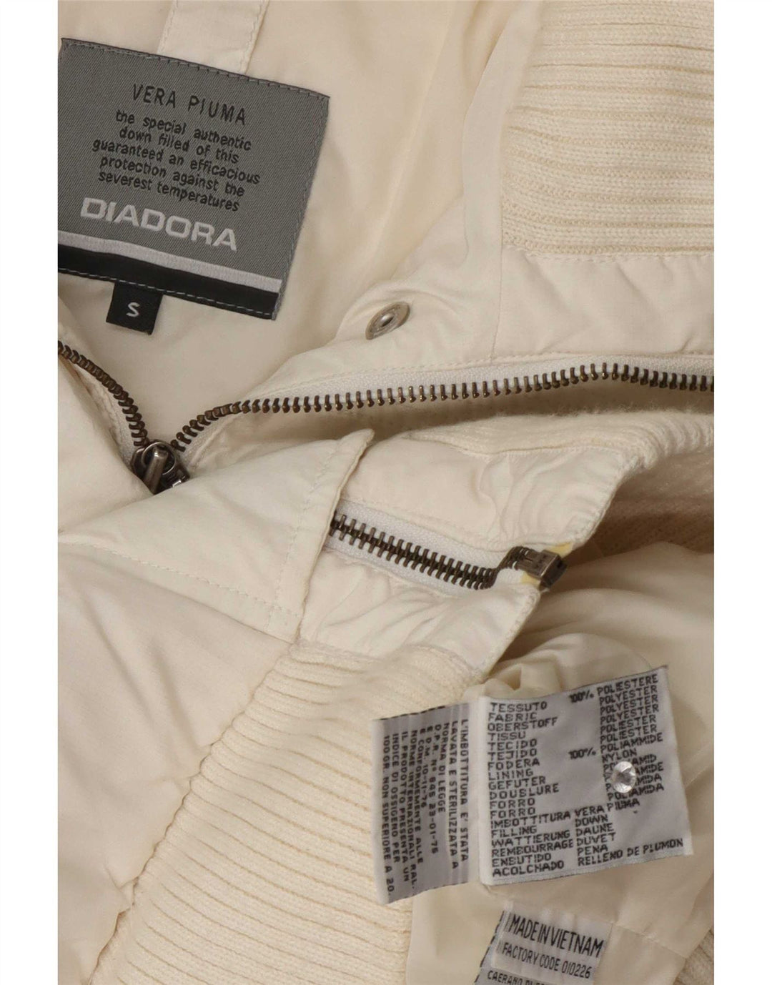 Diadora Chaqueta Bomber Acolchada Con Capucha Para Mujer UK 40 Small Poliéster Blanco