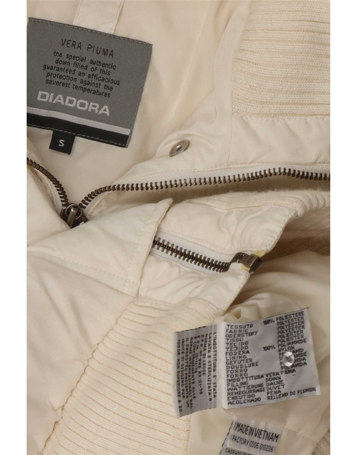 Diadora Chaqueta Bomber Acolchada Con Capucha Para Mujer UK 40 Small Poliéster Blanco