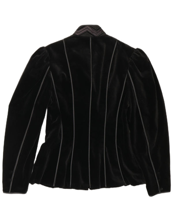 VINTAGE Chaqueta Blazer de Terciopelo para Mujer EU 38 Rayas Negras Medianas