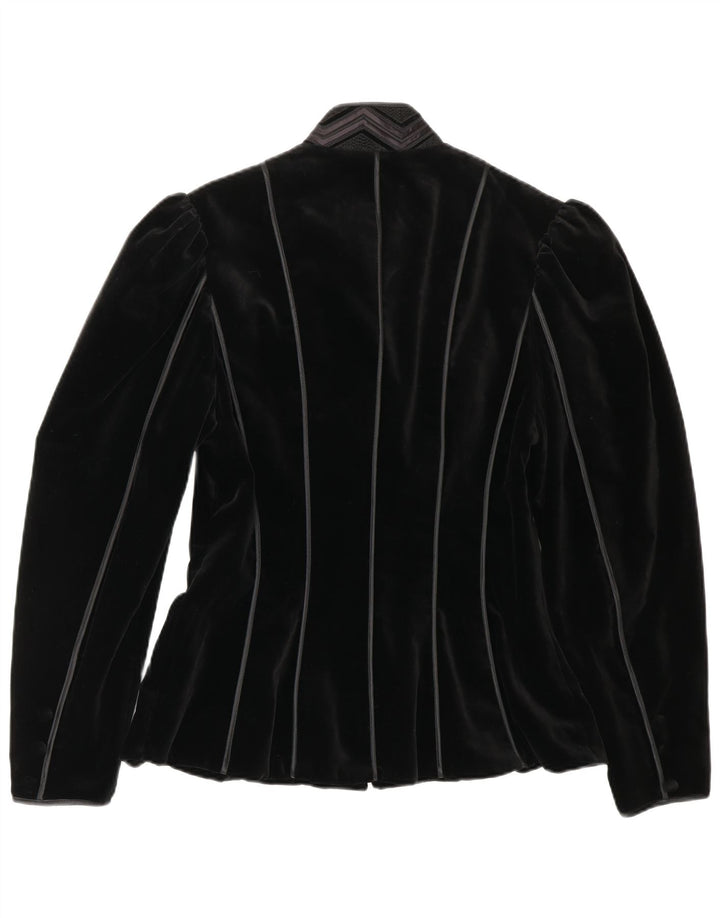 VINTAGE Chaqueta Blazer de Terciopelo para Mujer EU 38 Rayas Negras Medianas