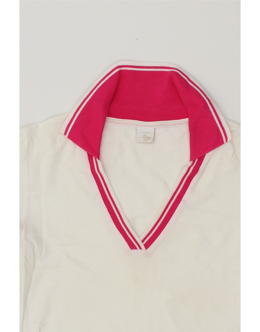 FAY Womens Polo Shirt UK 12 Medium White Cotton Vintage Fay and Second-Hand Fay from Messina Hembry 