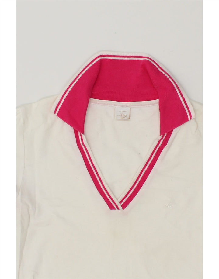 FAY Womens Polo Shirt UK 12 Medium White Cotton Vintage Fay and Second-Hand Fay from Messina Hembry 