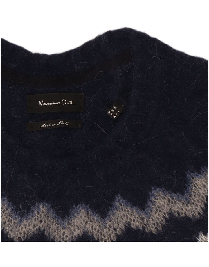 Massimo Dutti Jersey De Cuello Redondo Para Mujer UK 46 Large Azul Marino