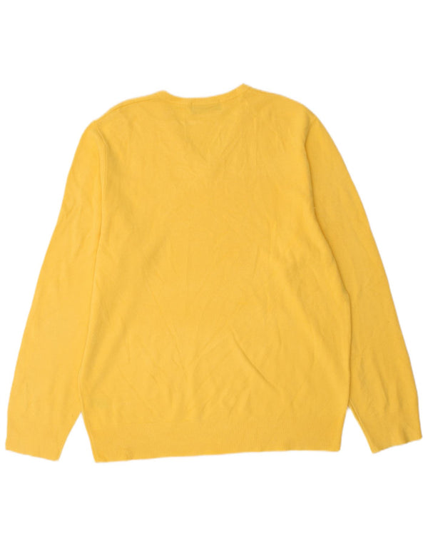 Marks & Spencer - Jersey tipo jersey con cuello en V para hombre, color azul, talla grande, color amarillo