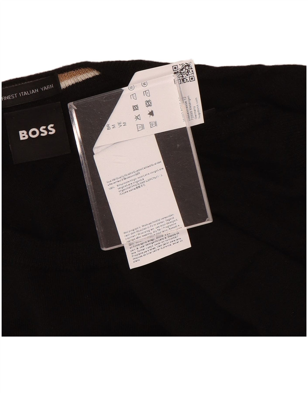 Hugo Boss Hombre Jersey De Cuello Redondo Jersey De Lana Negra Mediana