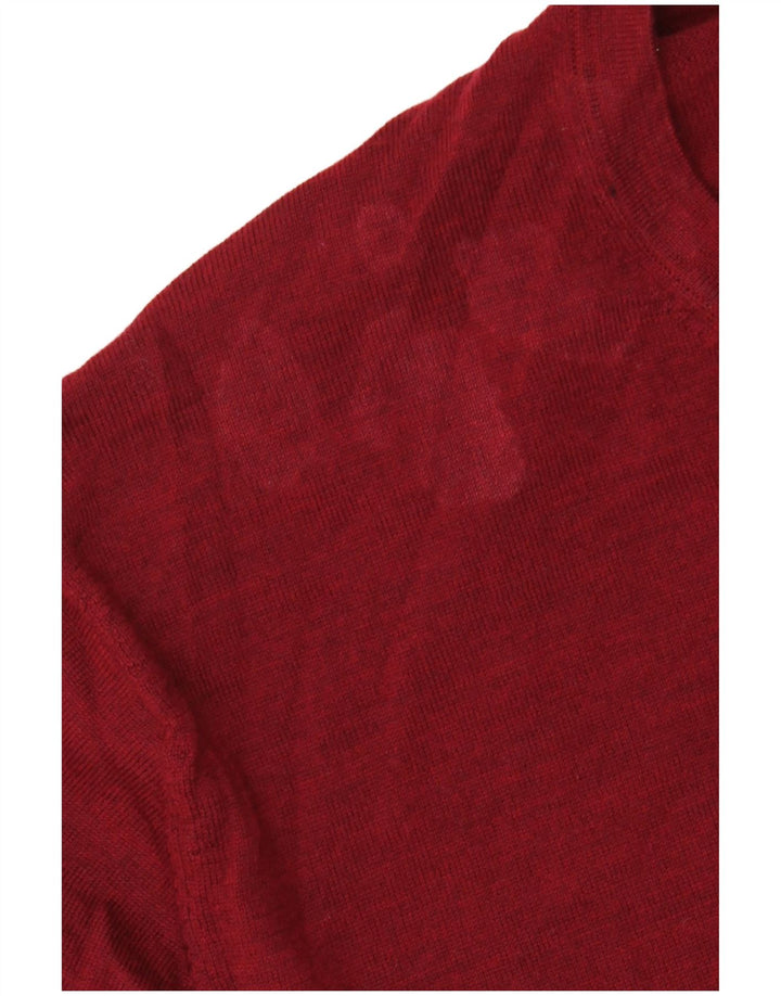 Marks & Spencer Jersey con Cuello Redondo para Hombre XL Lana Merino Roja