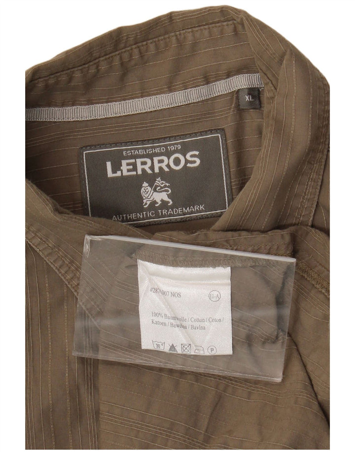 Camisa Lerros Hombre XL Algodón Rayas Caqui