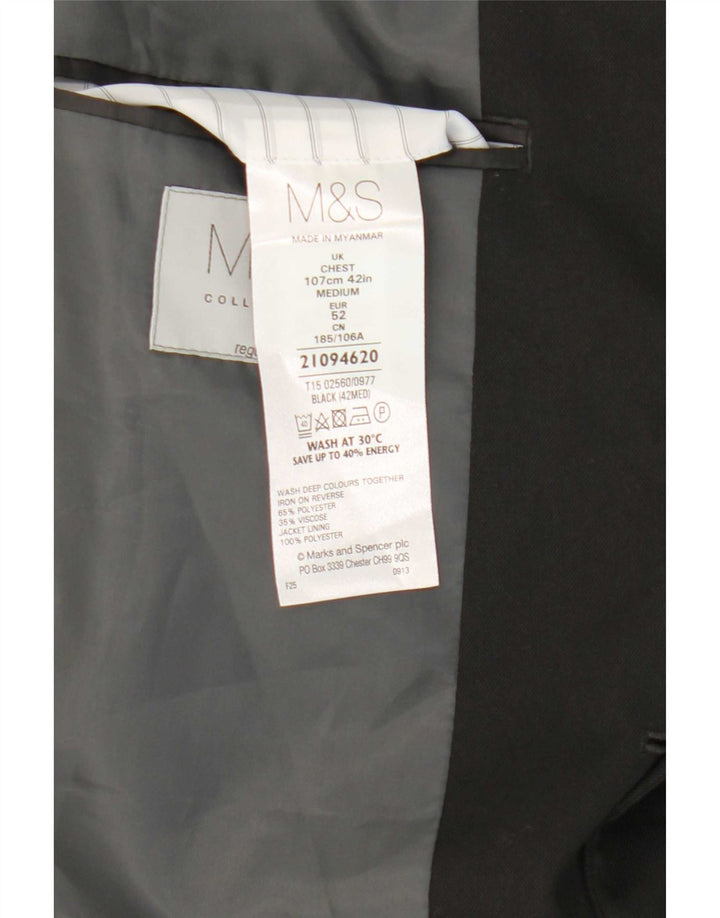Marks & Spencer Chaqueta tipo blazer de 2 botones para hombre UK 42 Grande Poliéster negro