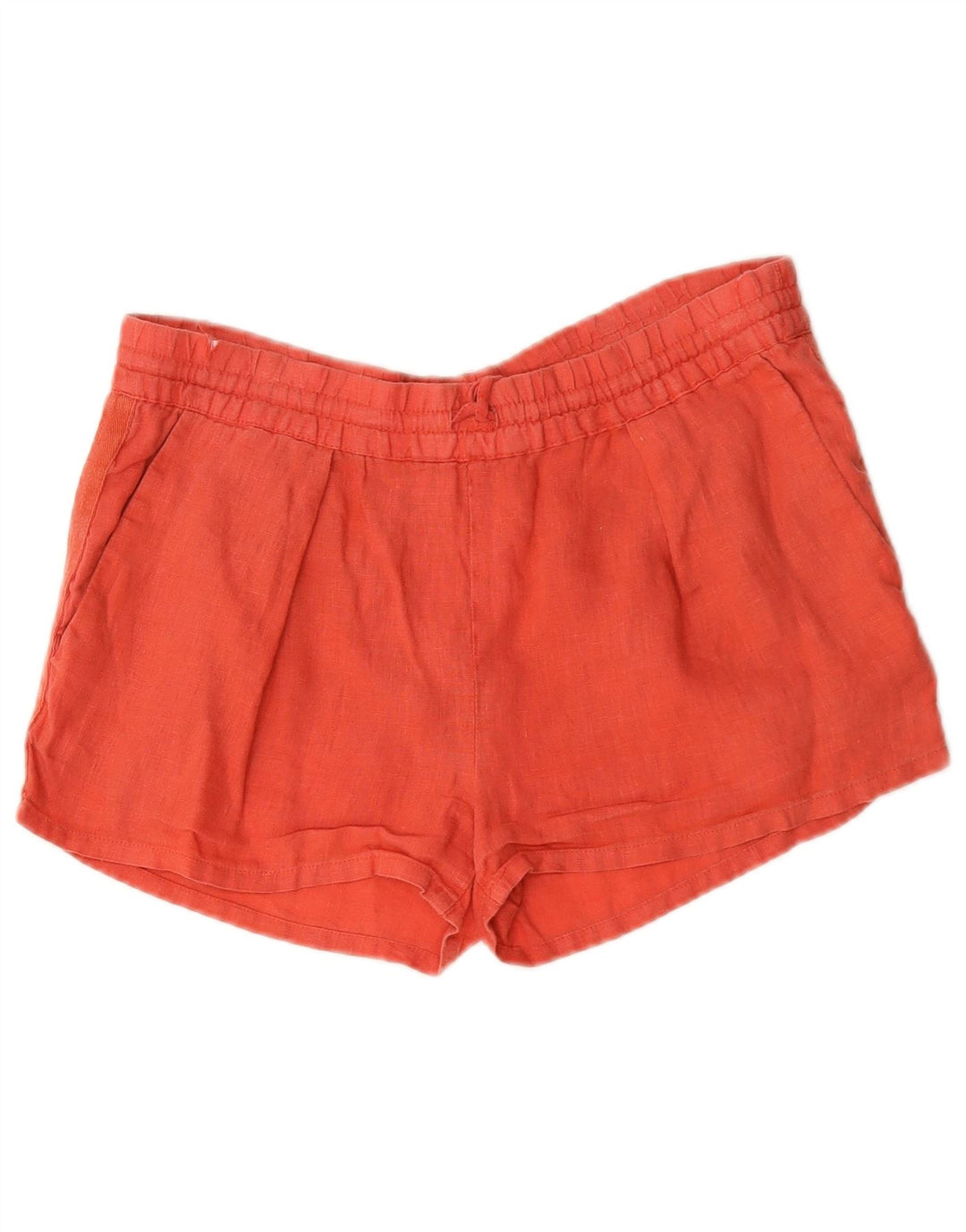 Zara Mujer Shorts Casuales Pequeño W32 Lino Rojo