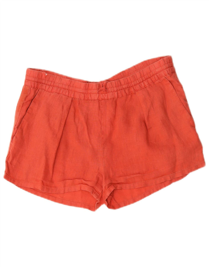 Zara Mujer Shorts Casuales Pequeño W32 Lino Rojo