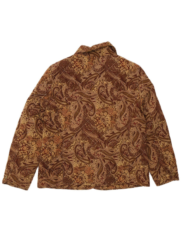 VINTAGE Chaqueta acolchada para mujer Reino Unido 16 Grande Marrón Paisley Viscosa