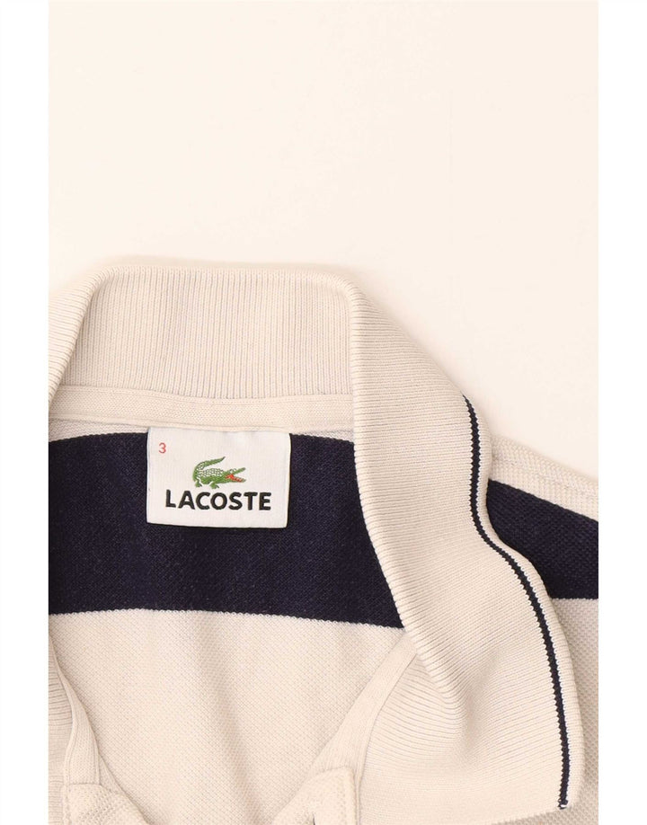 Lacoste Polo para hombre talla 3 pequeño blanco a rayas