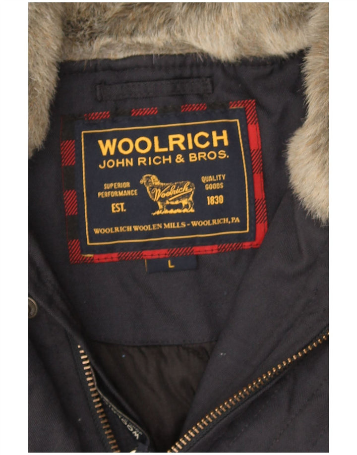 Woolrich Chaqueta bomber con capucha para hombre UK 40 Large Azul marino