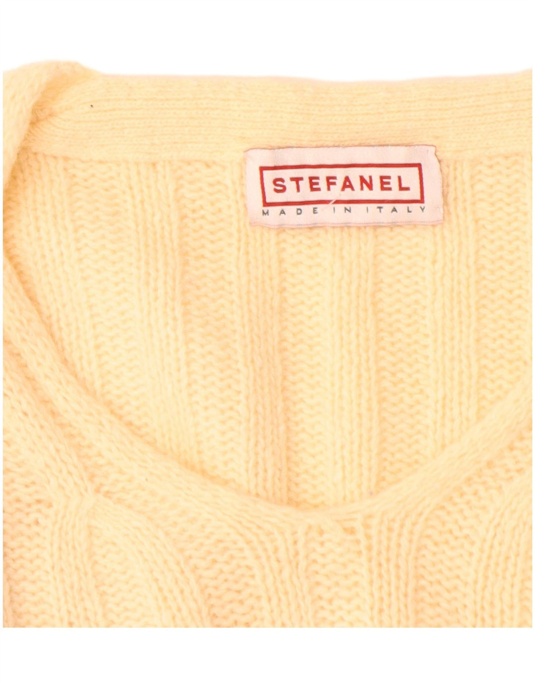 Stefanel - Jersey con cuello en V para mujer, talla 40, color amarillo