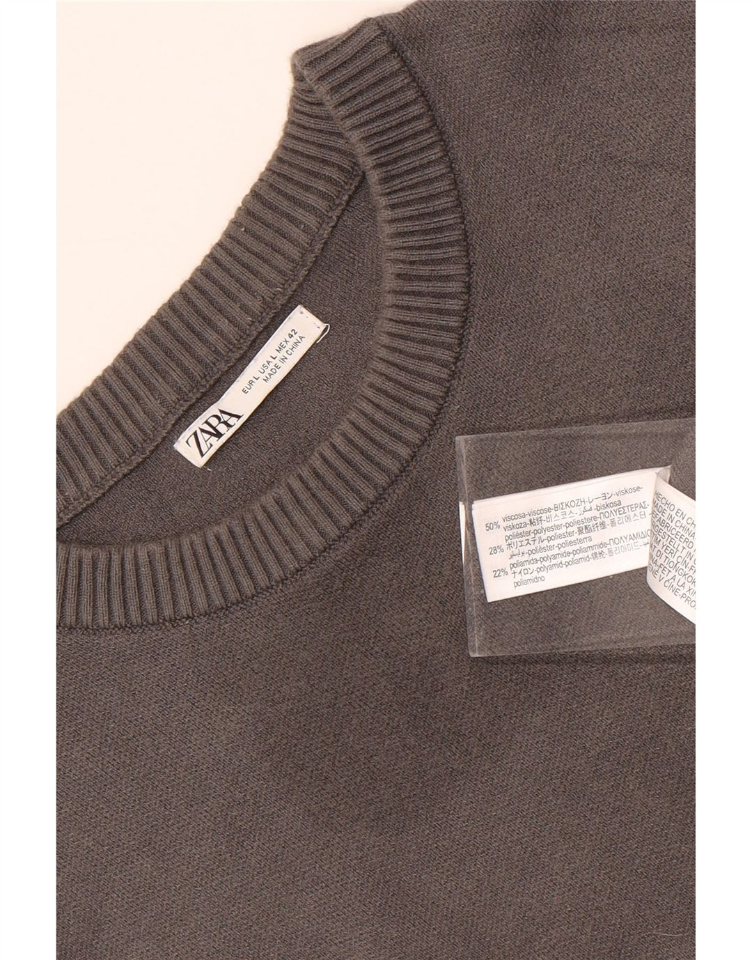 ZARA Hombre Jersey Cuello Redondo Jersey Grande Viscosa Gris