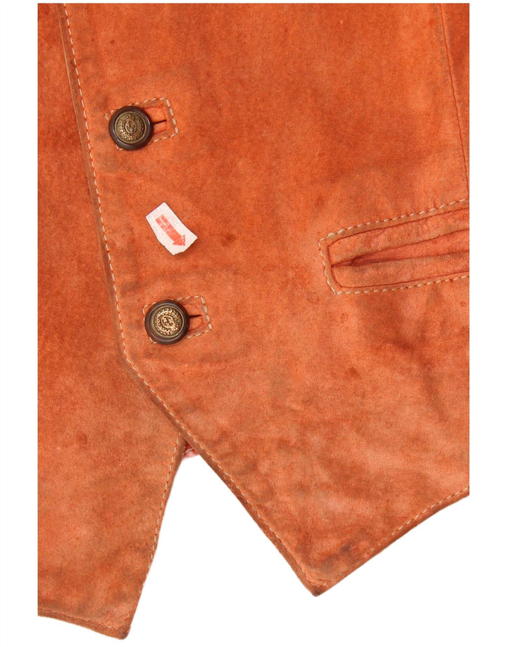 Vintage hombres ante chaleco pequeño cuero marrón