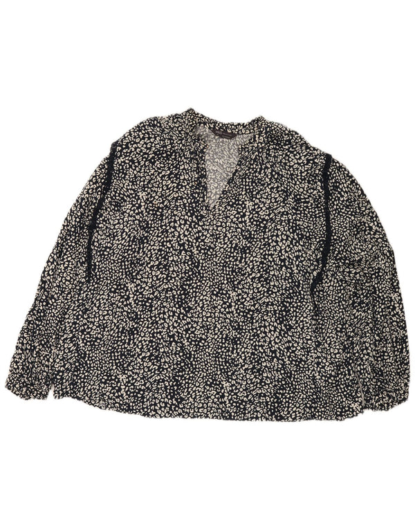 Marks & Spencer Blusa de manga larga para mujer UK 22 3XL Estampado animal negro