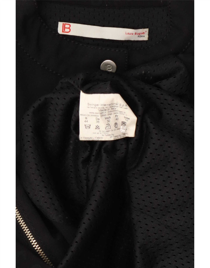 Laura Biagiotti Chaqueta impermeable gráfica para mujer IT 44 Mediana Poliamida negra
