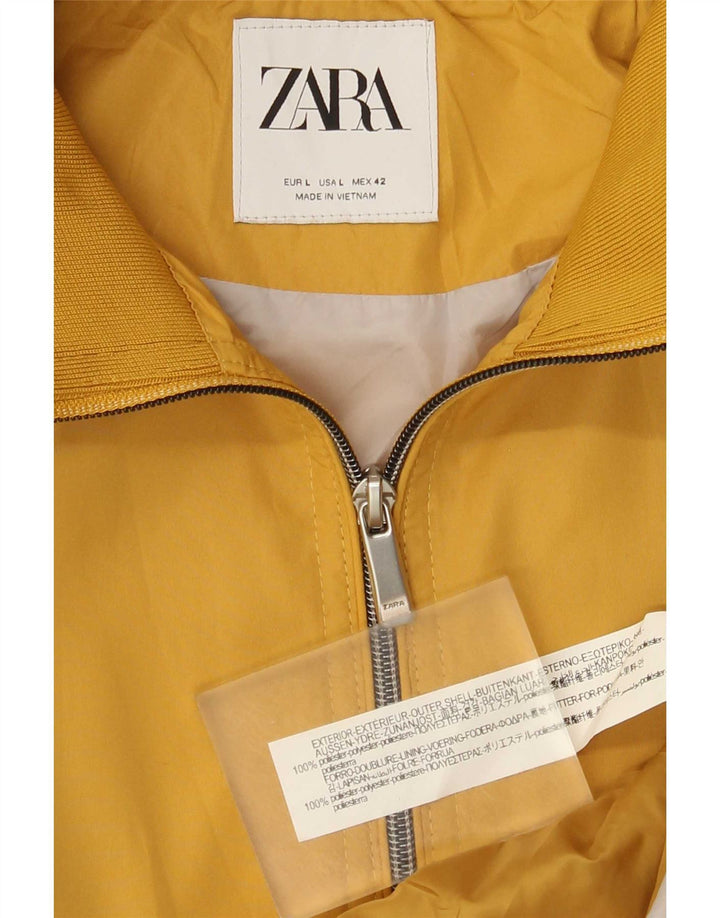 Zara Mens Bomber Jacket UK 40 Grande Poliéster Amarillo