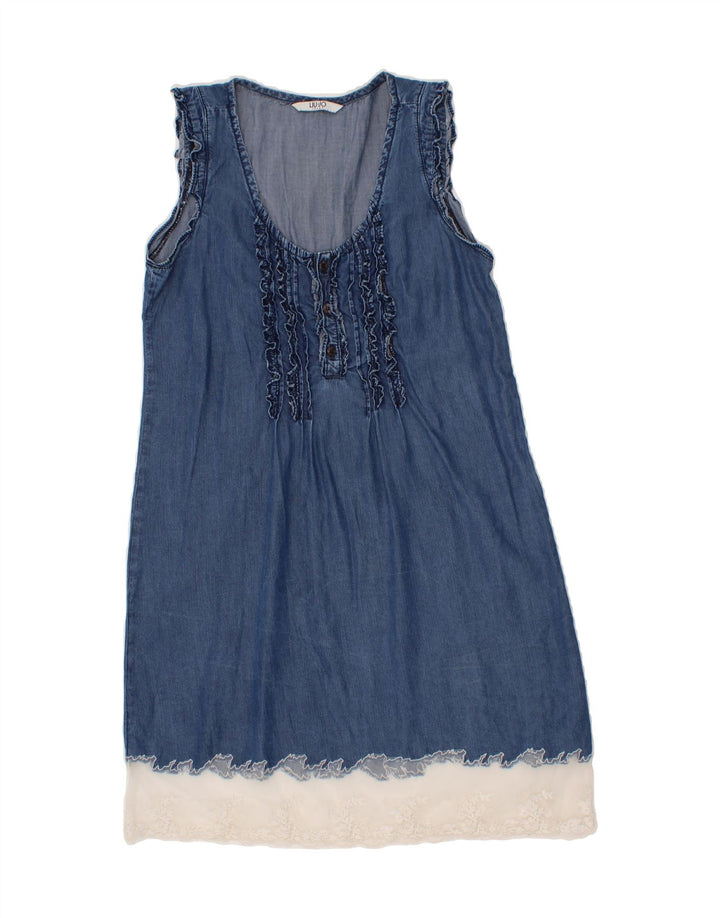 LIU JO Womens Sleeveless Denim Dress UK 12 Medium Blue Vintage Liu Jo and Second-Hand Liu Jo from Messina Hembry 