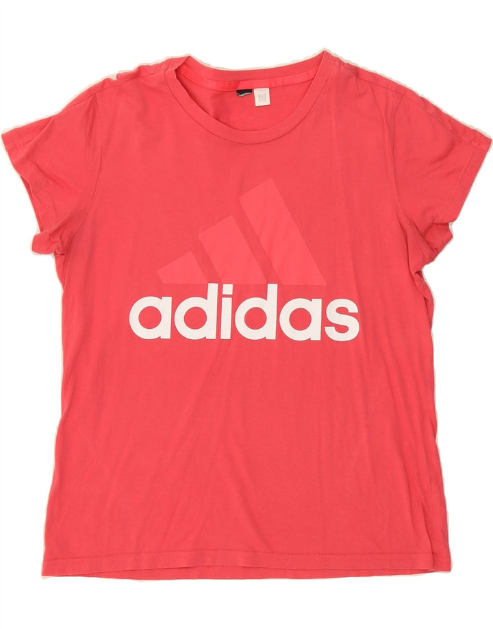 ADIDAS Womens Graphic T-Shirt Top UK 14 Medium Pink Vintage Adidas and Second-Hand Adidas from Messina Hembry 