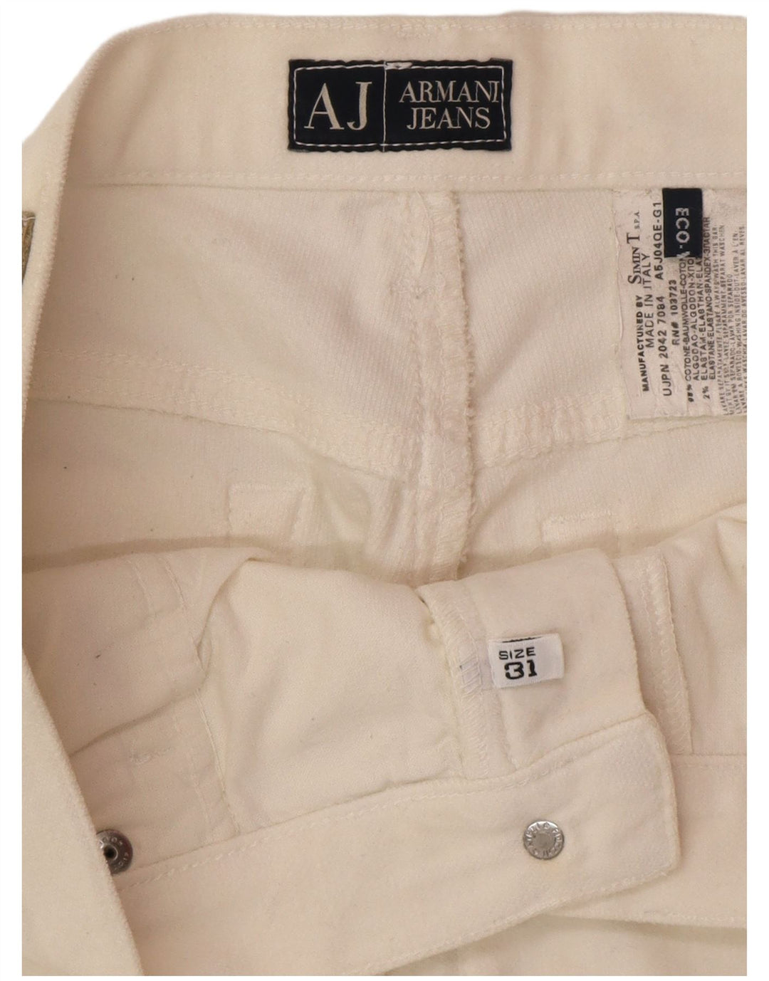 Armani Mujer Pantalones Casuales Rectos W31 L32 Algodón Blanco Roto