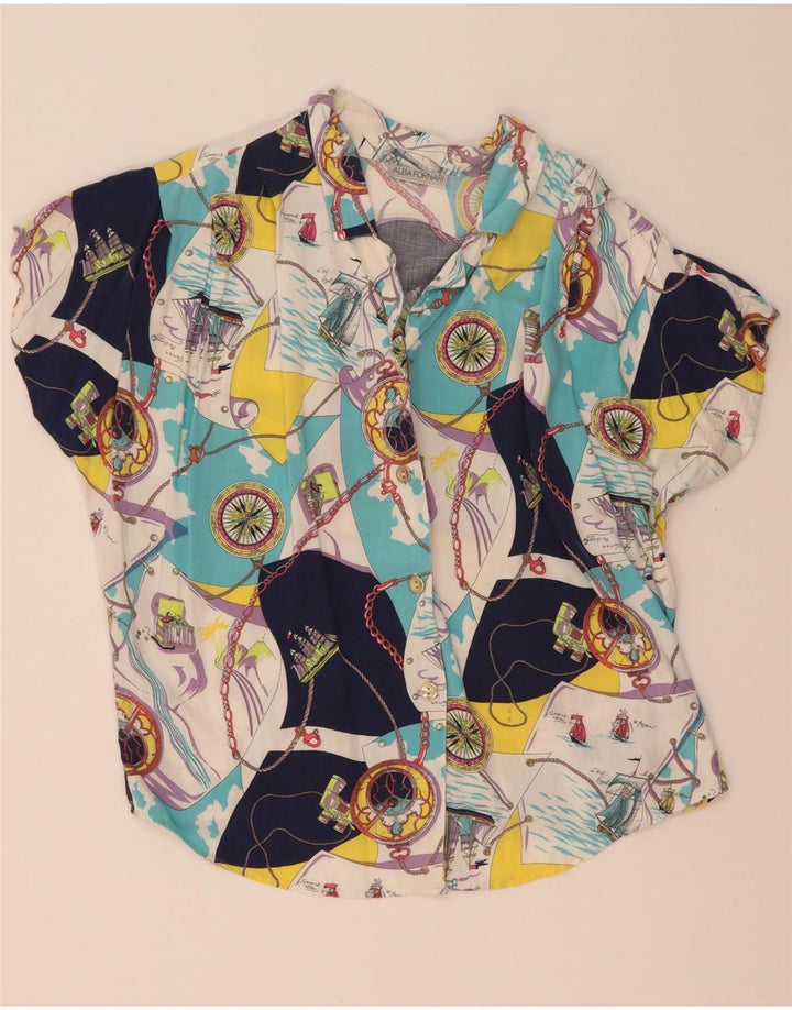 Alba Fornari Blusa para mujer con estampado abstracto, talla 40, talla grande, multicolor