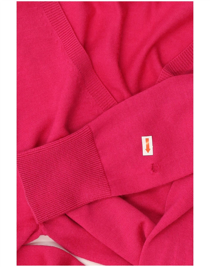 Lyle & Scott Jersey con cuello en V para mujer UK 10 Small Pink Merino Wool