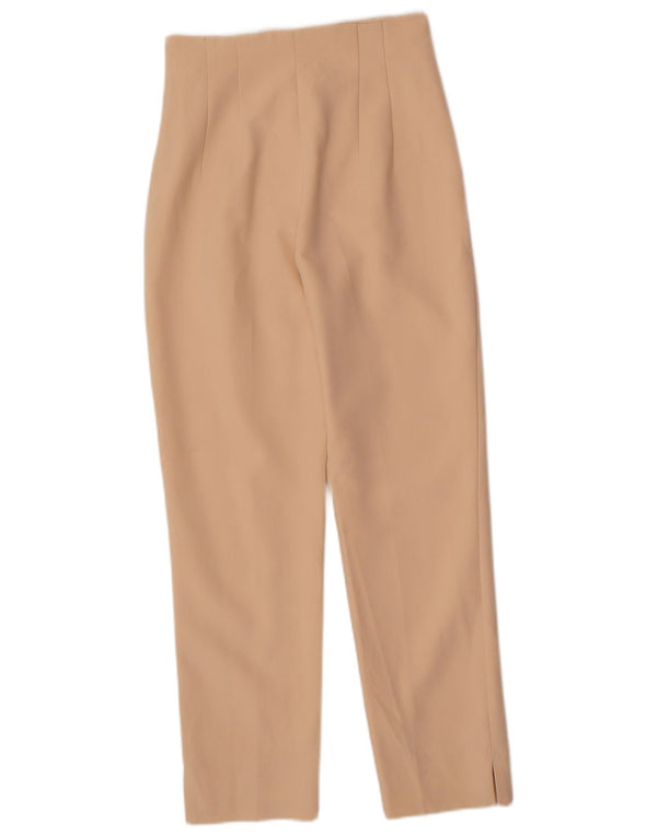 Zara Mujer Pantalones Casuales Cónicos De Cintura Alta EU 34 2XS W24 L26 Beige