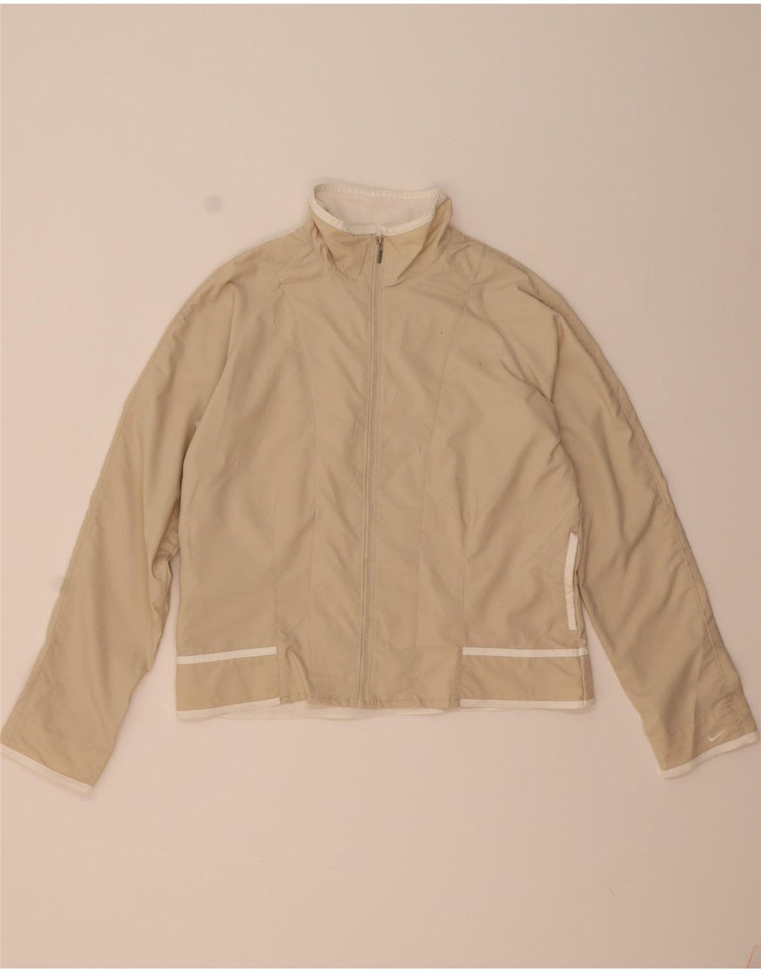 Nike - Chaqueta de chándal para mujer, talla 12/14, tamaño grande, poliéster beige